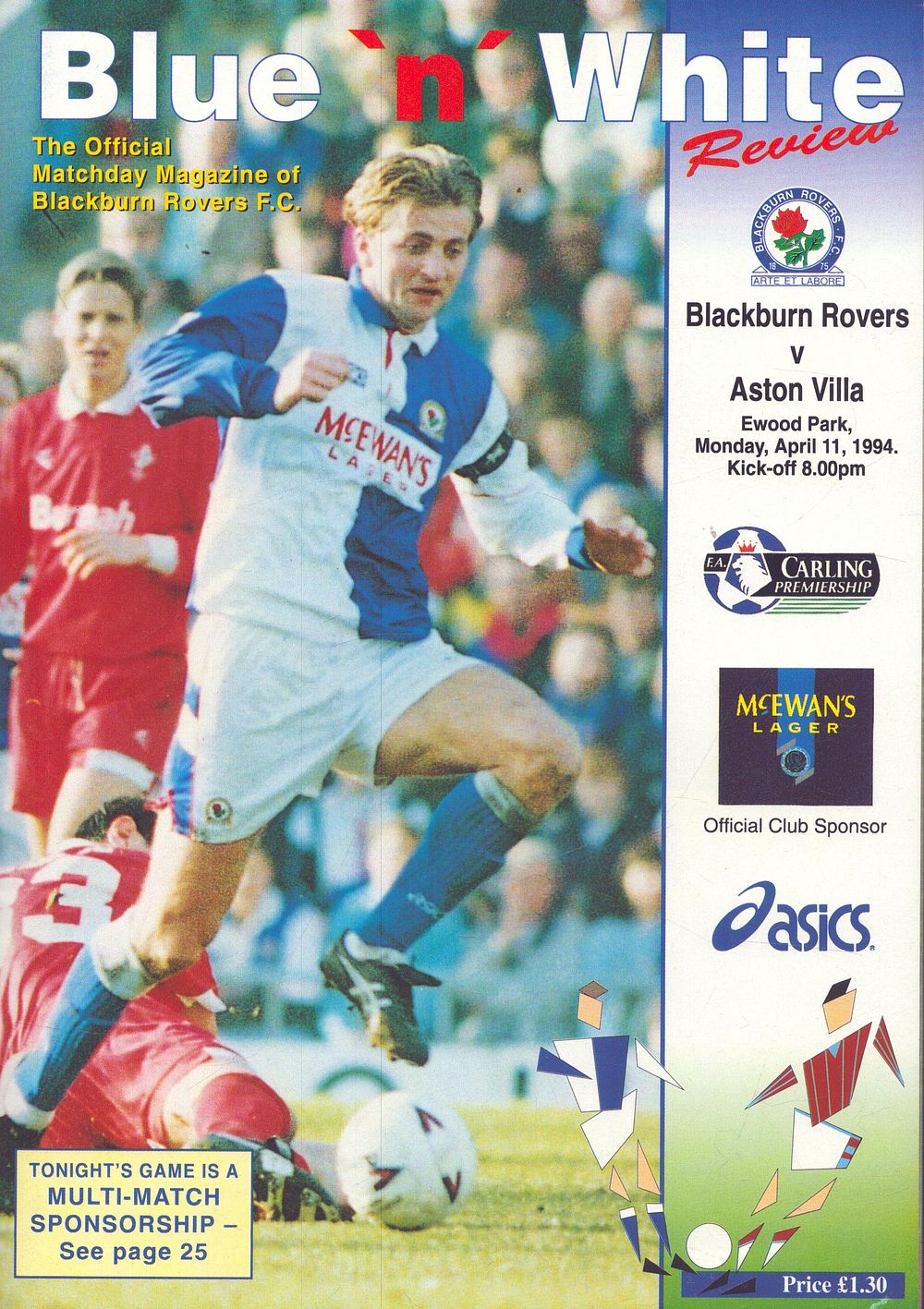 Lot 476: 1x Blackburn Rovers official magazines, v Aton Villa...