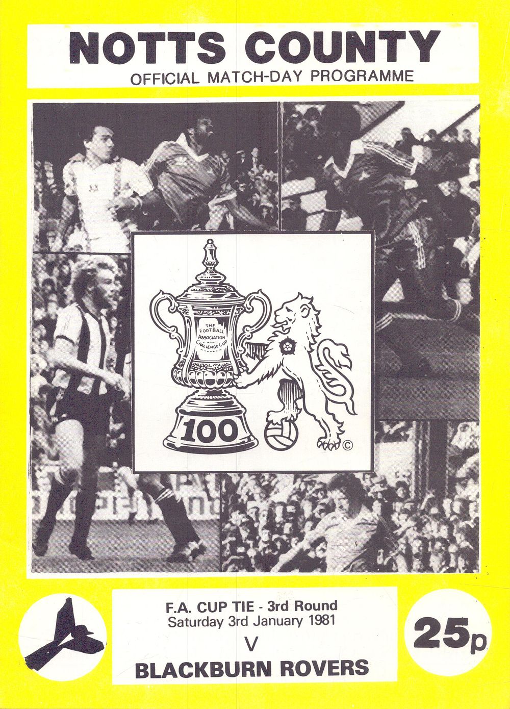 Lot 491: 1x Notts County official match day programme, FA...
