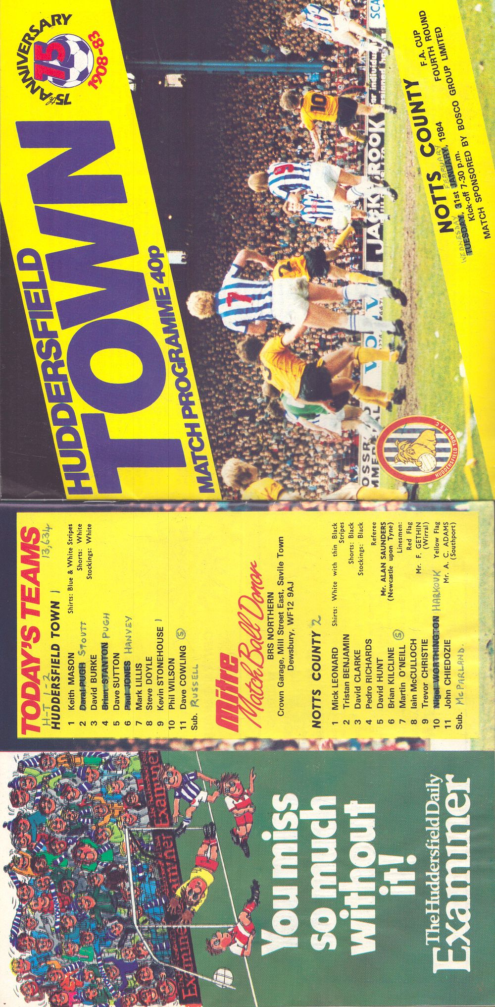 Lot 502: 2x Huddersfield Town match programme, v Notts County...