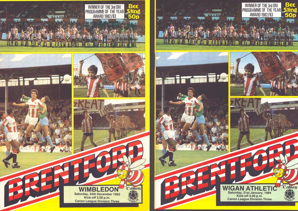 Lot 504: 2x Brentford programme, v Wimbledon division three 24th...