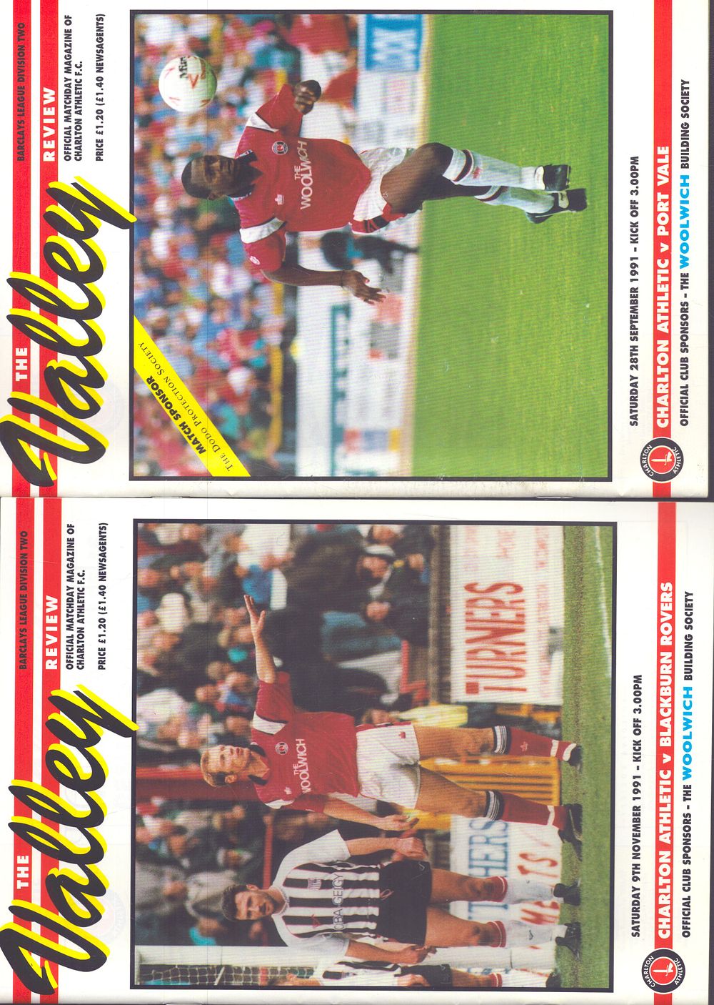 Lot 509: 2x The Valley Charlton Athletic matchday magazine, v...
