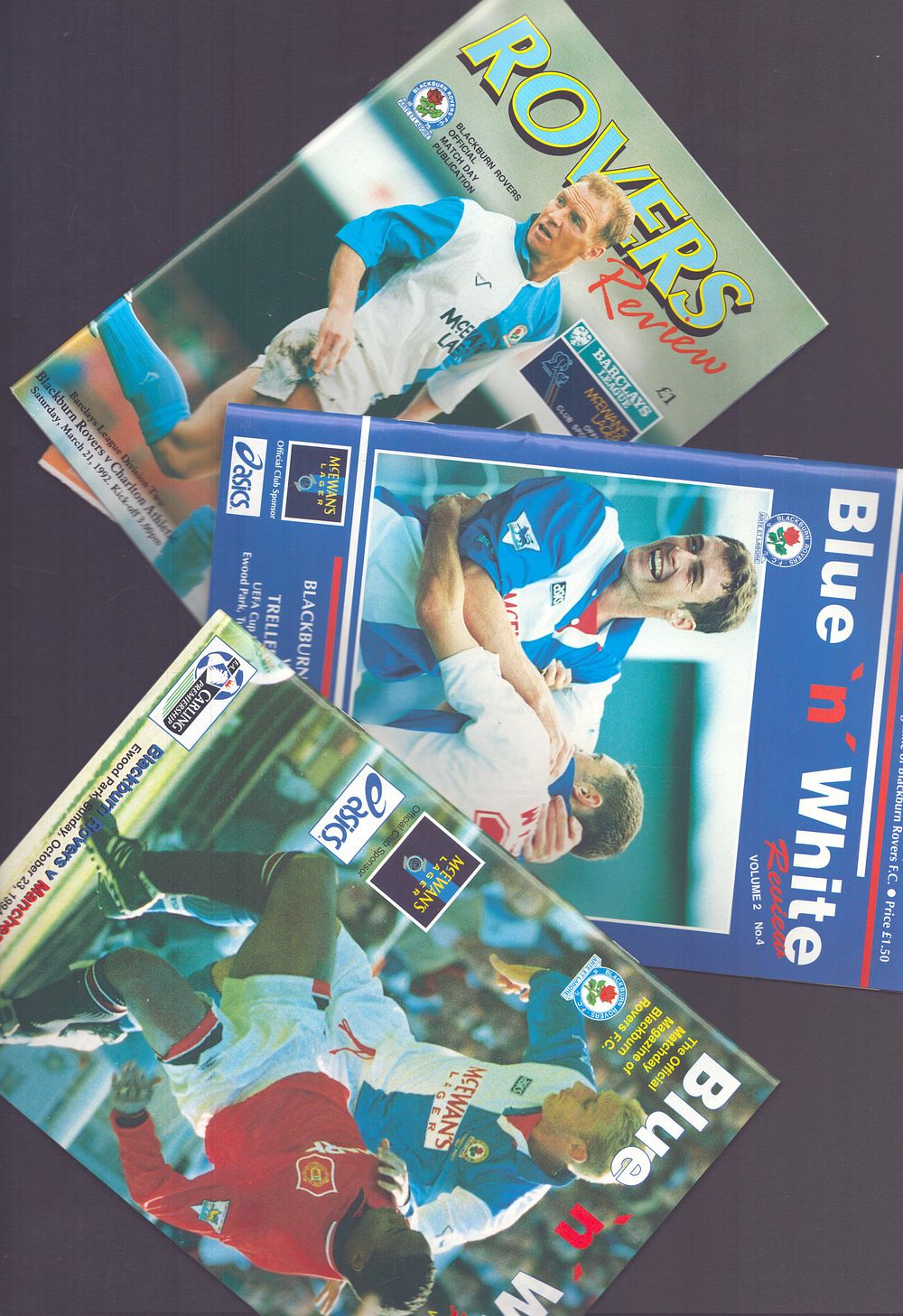 Lot 511: 3x Blackburn Rovers matchday magazine, v Manchester United...