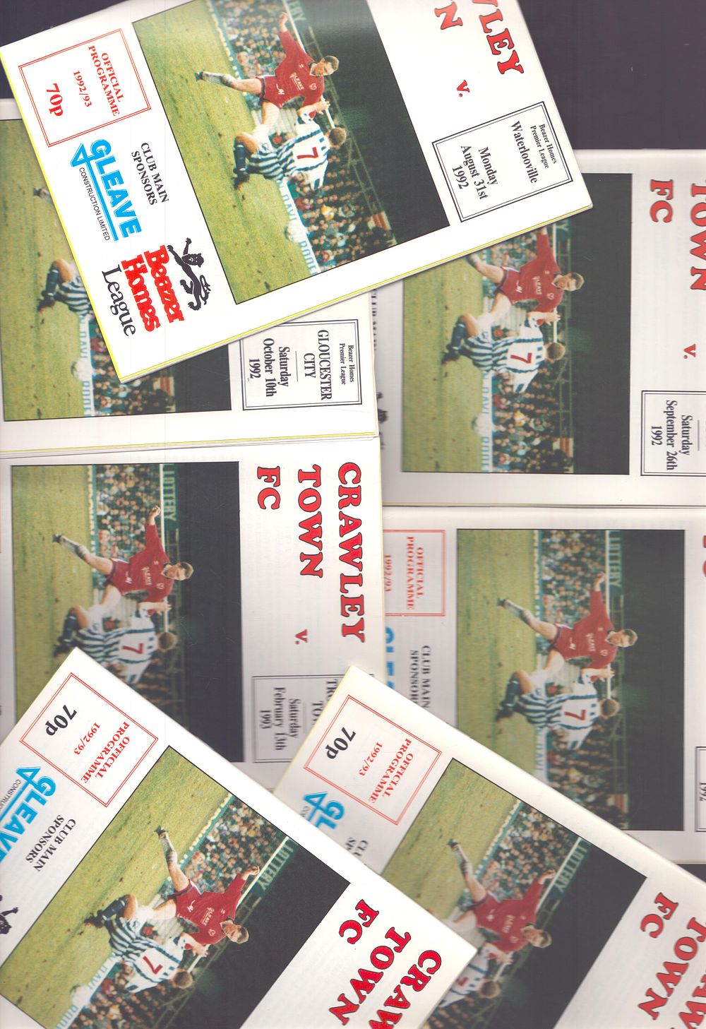 Lot 517: 7x Crawley Town premier division official programme, v...