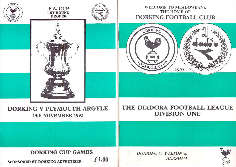 Lot 528: 2x Dorking official programmes, v Plymouth Argyle 15th...