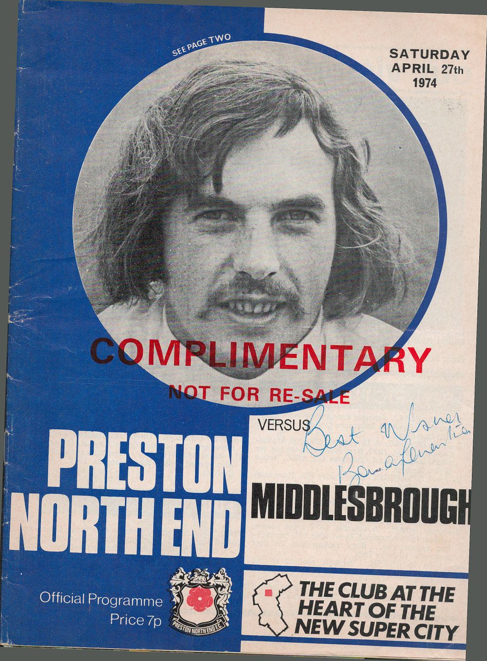 Lot 549: 1 x Signed Preston North End 1974 Football...
