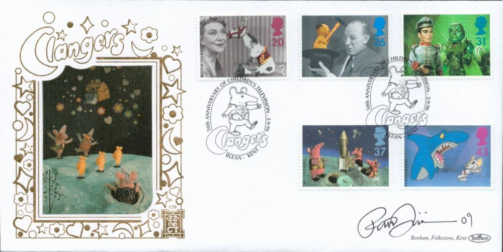 Lot 512: Clangers Artist Peter Firmin Signed Clangers Benhams Silk...