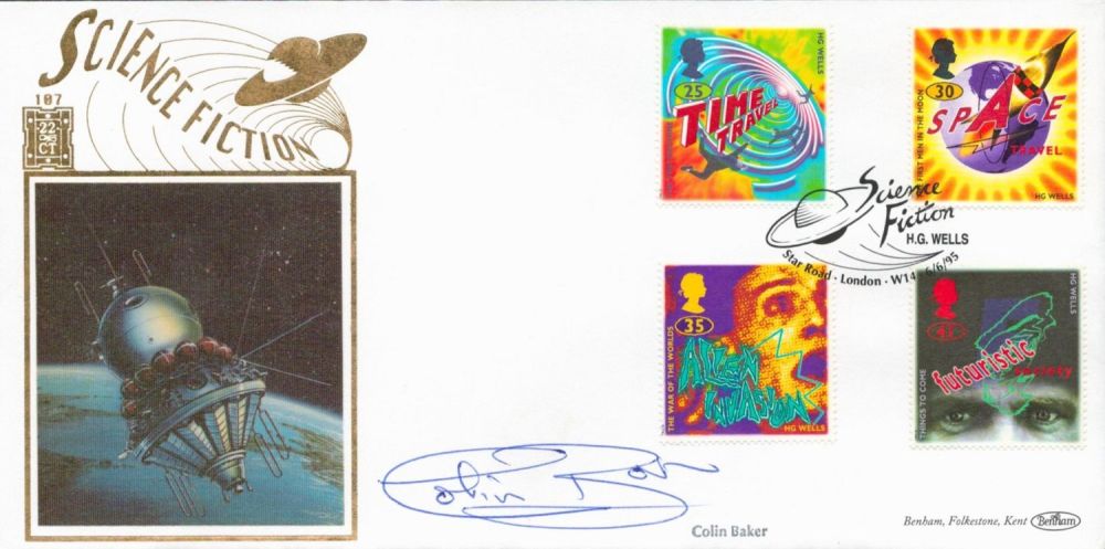 Lot 516: Colin Baker Signed Science Fiction Benhams Silk Cachet...