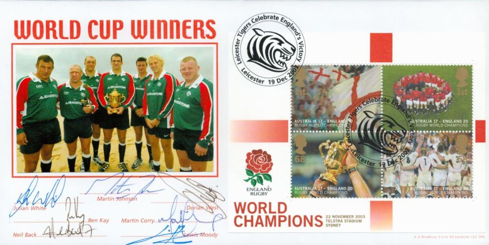 Lot 525: Rugby World Cup Winners FDC signed by 7....