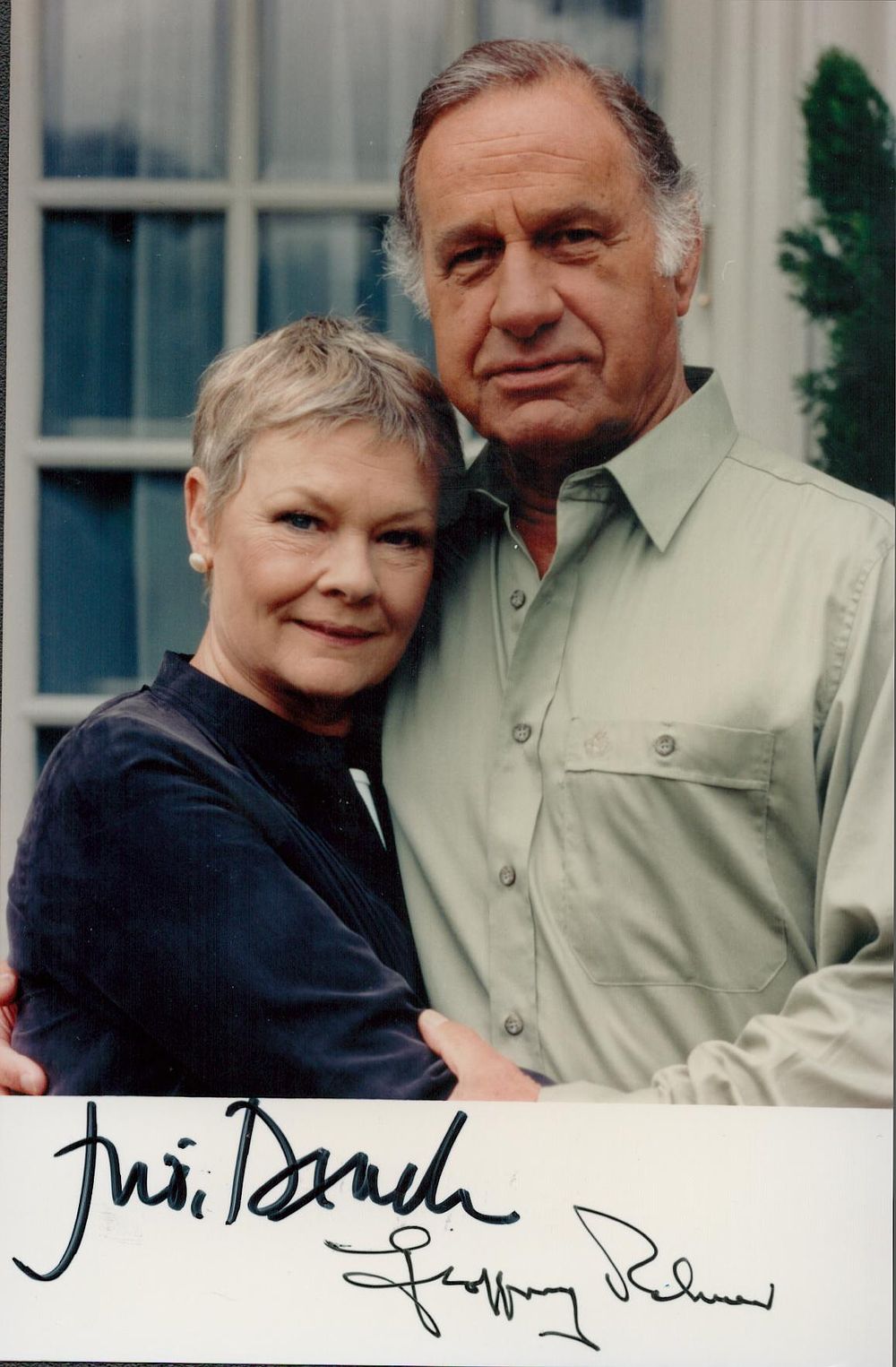 Lot 206: Judi Dench and Geoffrey Palmer signed 6x4inch colour...