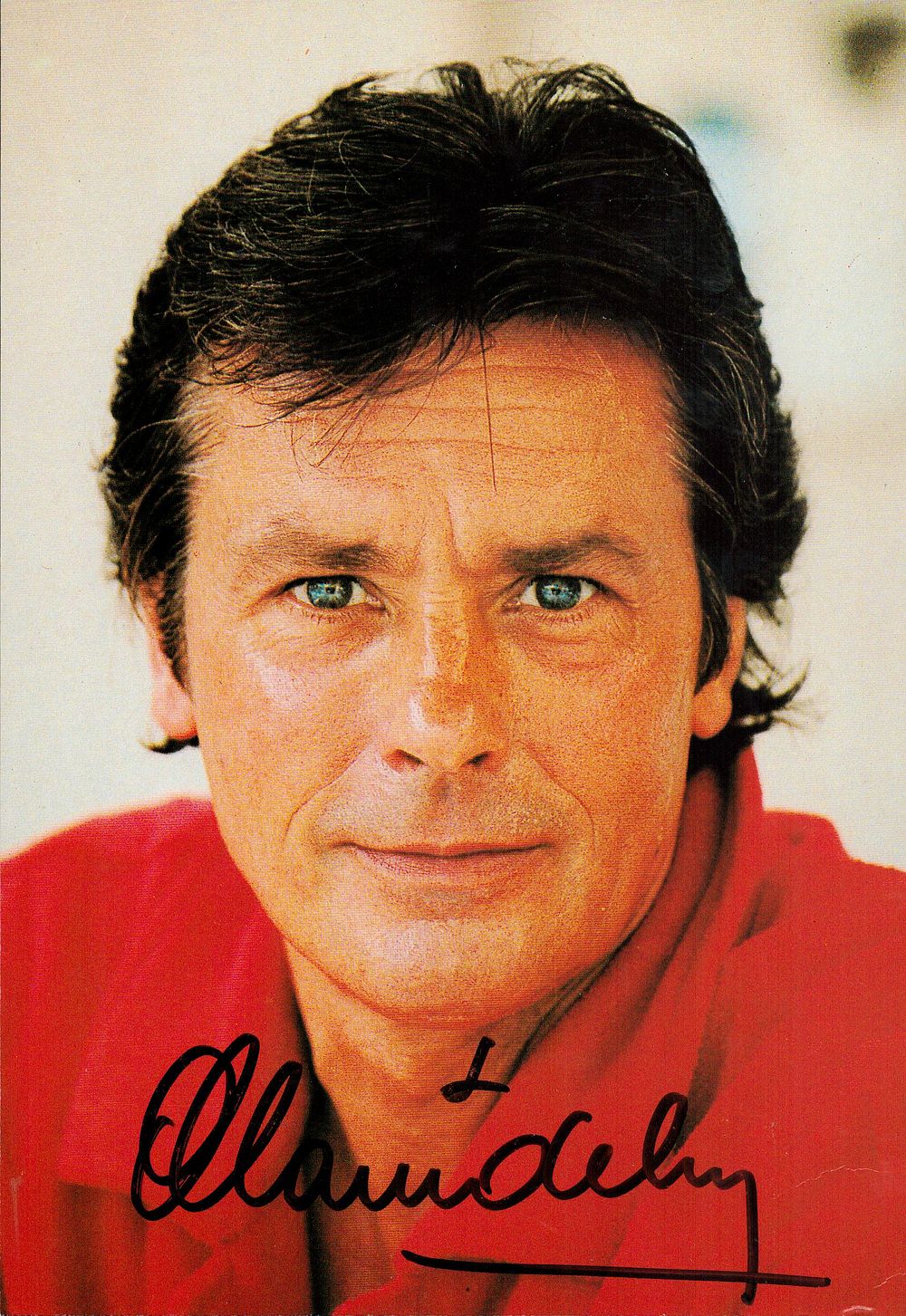 Lot 217: Alain Delon signed 8x6inch colour photo. Good condition....