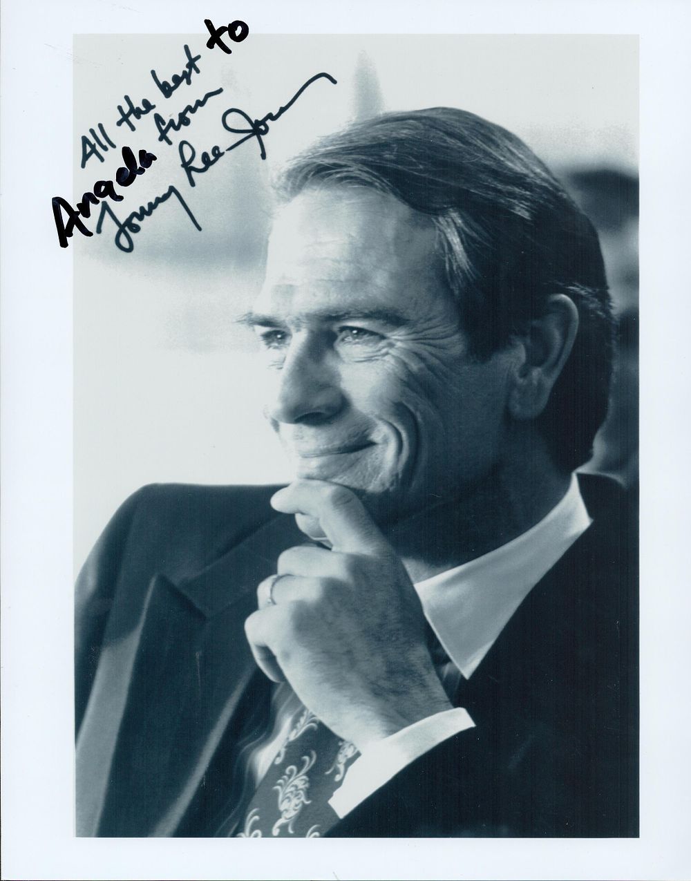 Lot 221: Tommy Lee Jones signed 10x8inch black and white...