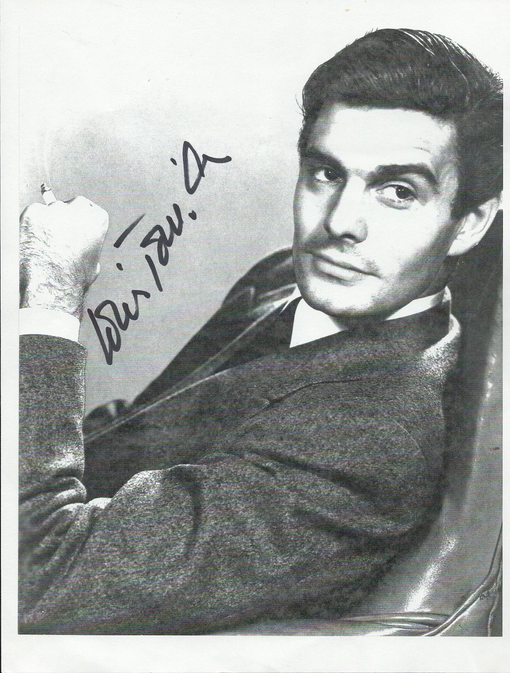Lot 223: Louis Jourdan signed 10x8inch black and white photo....