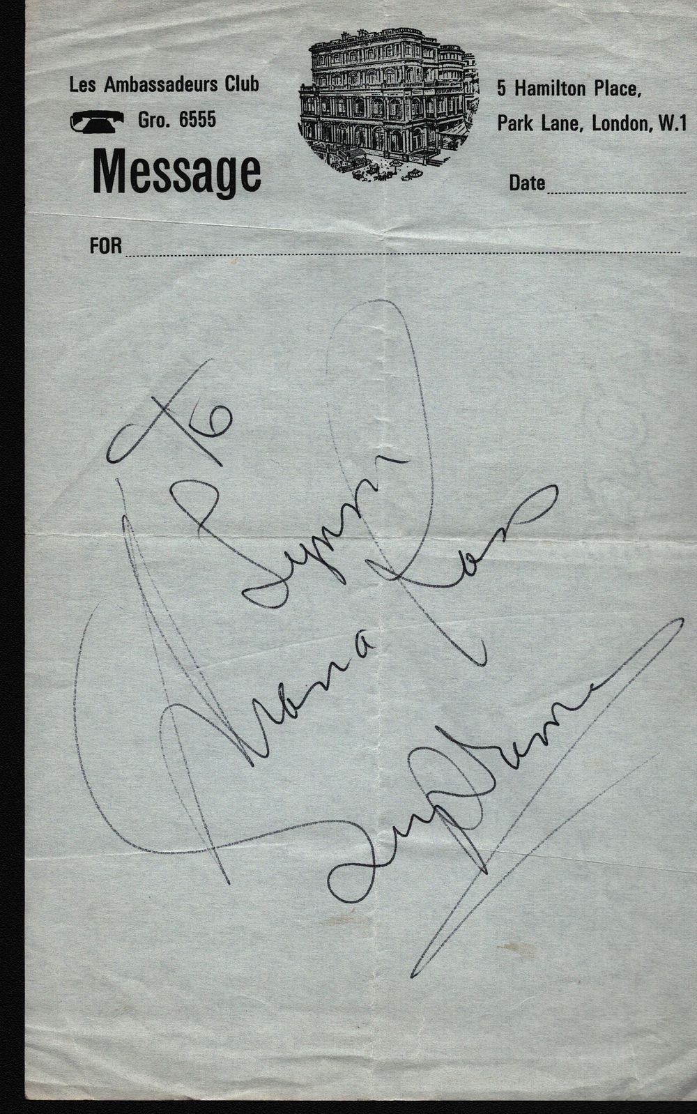 Lot 228: Diana Ross signed notepaper. Good condition. All autographs...