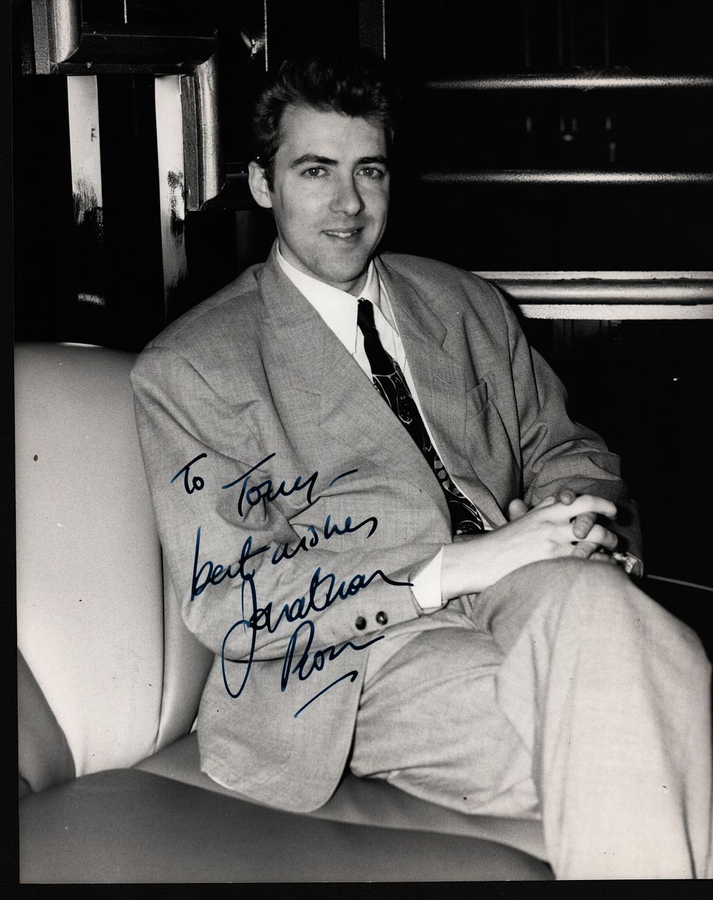 Lot 229: Jonathan Ross signed 10x8inch black and white photo....