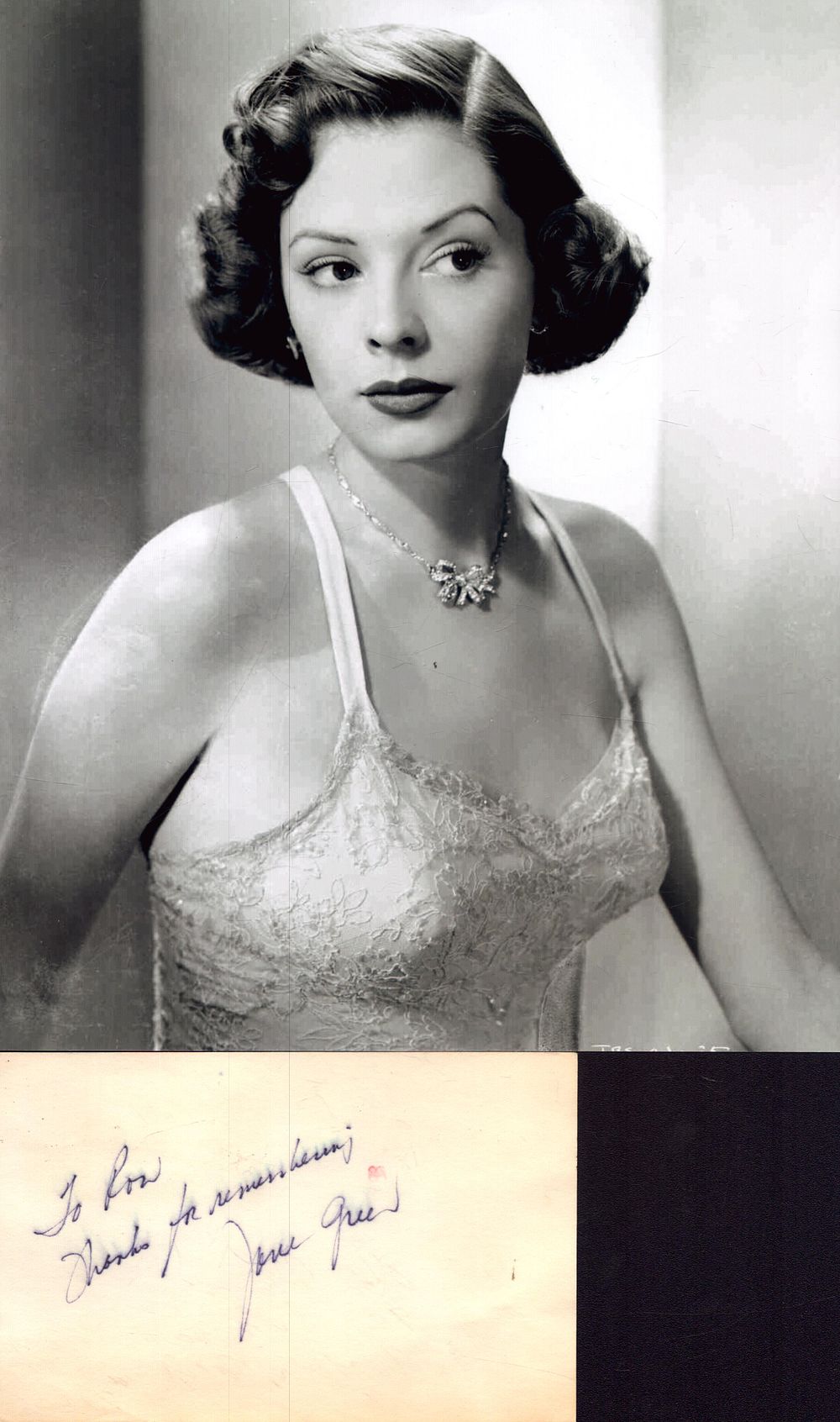 Lot 349: Jane Greer signature piece with unsigned 10x8inch black...