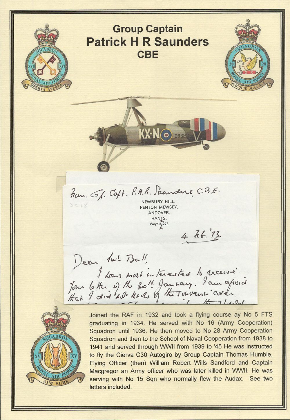 Lot 393: WW2 GROUP CAPTAIN PATRICK H R SAUNDERS CBE...