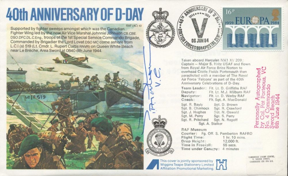 Lot 553: WW2 Colonel Pat Porteous VC signed 40th Anniversary...