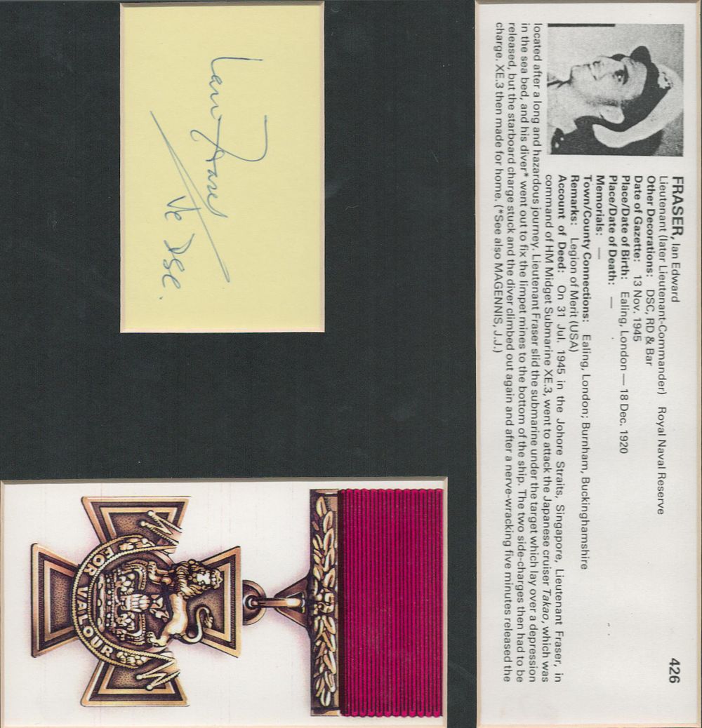 Lot 398: WW2 ROYAL NAVY LIEUTENANT IAN EDWARD FRASER SIGNATURE...