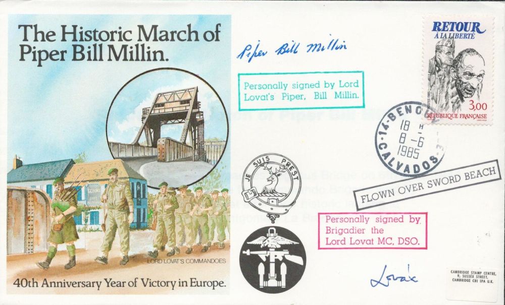 Lot 558: WW2 Lord Lovat and Piper Bill Millin Signed...