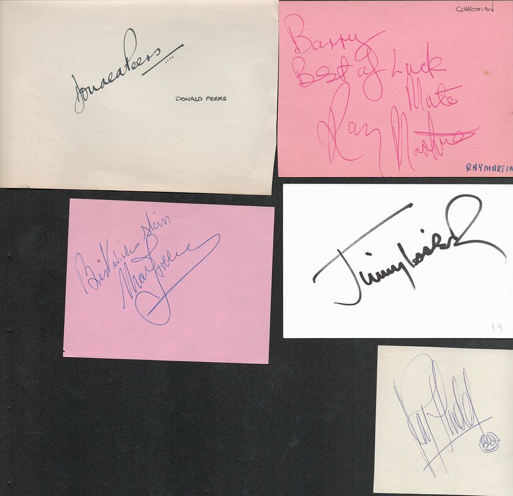 Lot 456: Entertainment Autograph Collection. Macdonald Hobley, Jimmy Tarbuck, Ray...