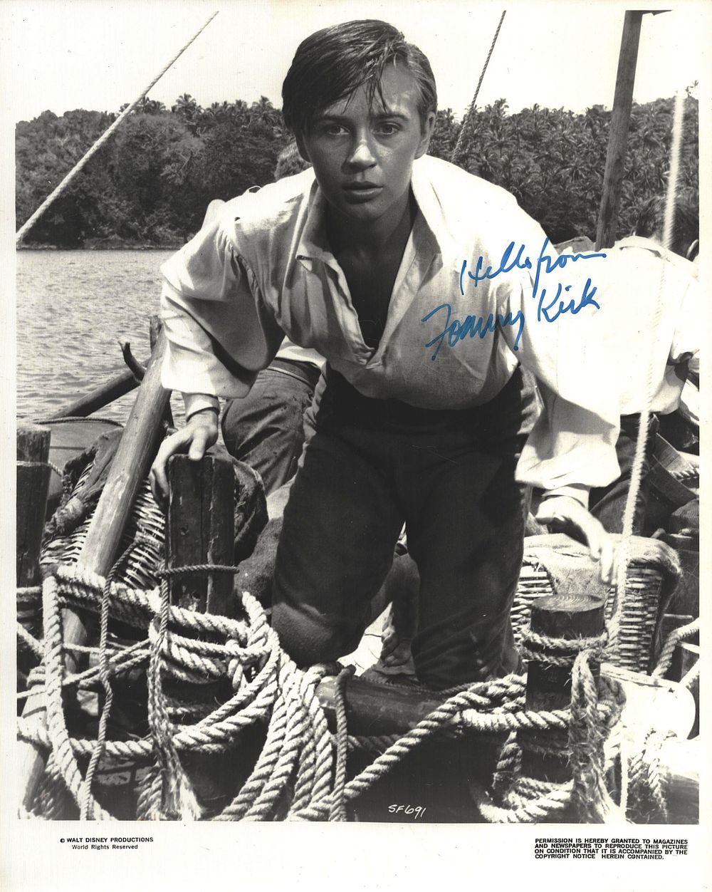 Lot 476: TOMMY KIRK (1941-2021) Actor signed ‘Swiss Family Robinson’...