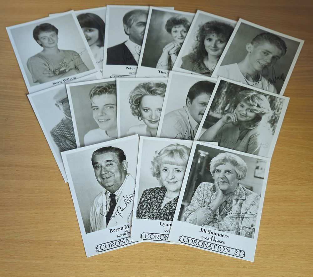 Lot 500: CORONATION STREET 14 signed B&W Promo Photocards inc....