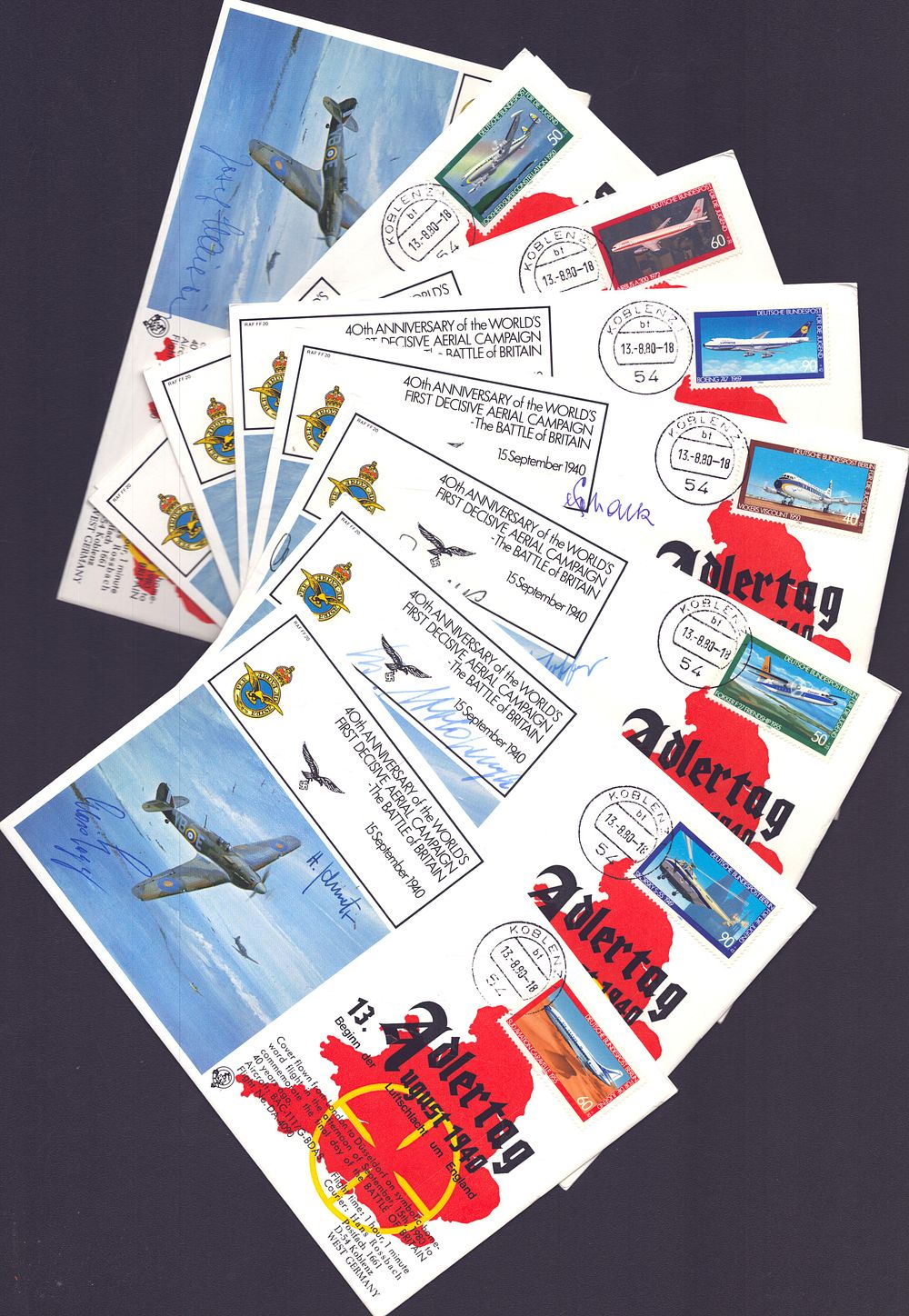 Lot 521: German Pilot`s Signed Military FDC collection. Signed by...