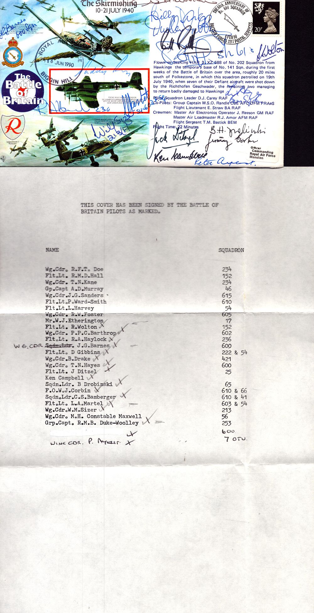 Lot 523: Multi signed Battle of Britain FDC. Signed by...