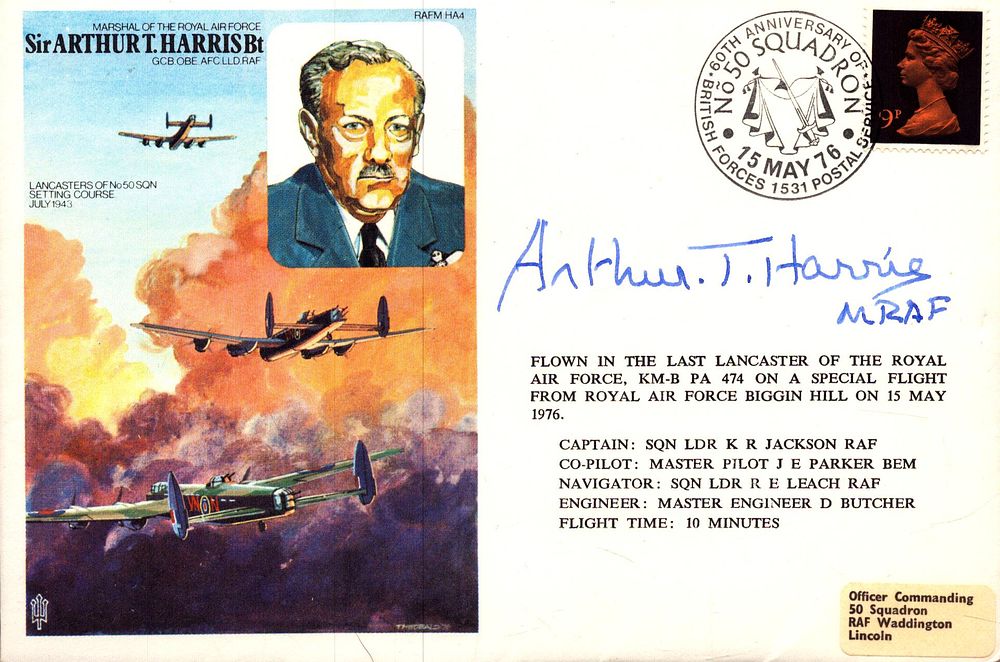Lot 524: Arthur Harris RAF signed FDC, Signed on revers...