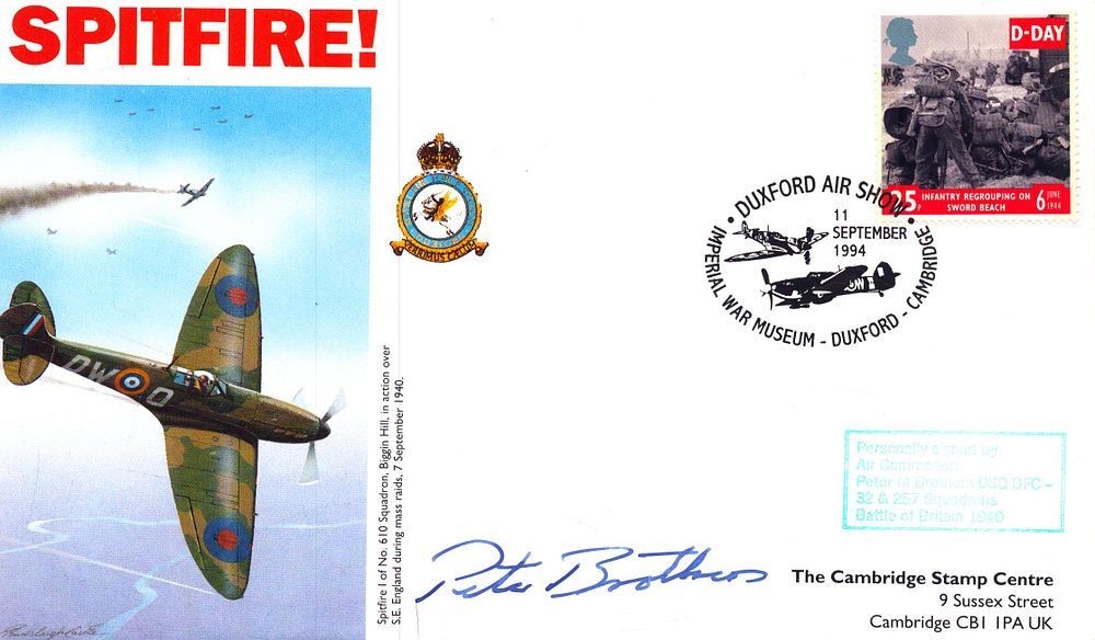 Lot 525: Air Commodore Peter M Brothers signed FDC. Spitfire...