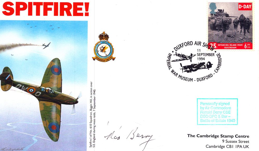 Lot 526: Air Commodore Ronald Berry CBE Signed FDC. Spitfire...