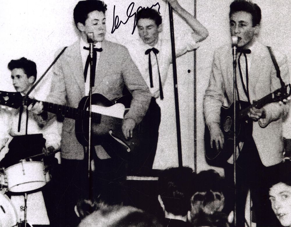 Lot 568: Len Garry, The Quarrymen, signed 10x8 black and...