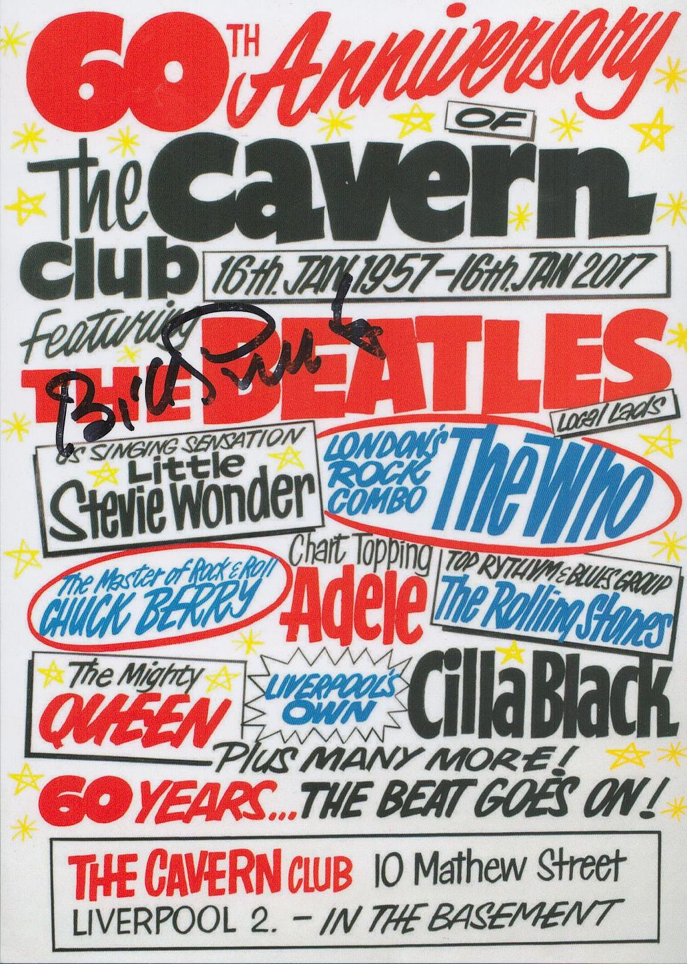 Lot 589: Bill Smith Quarrymen signed Cavern Club 60th Anniversary...