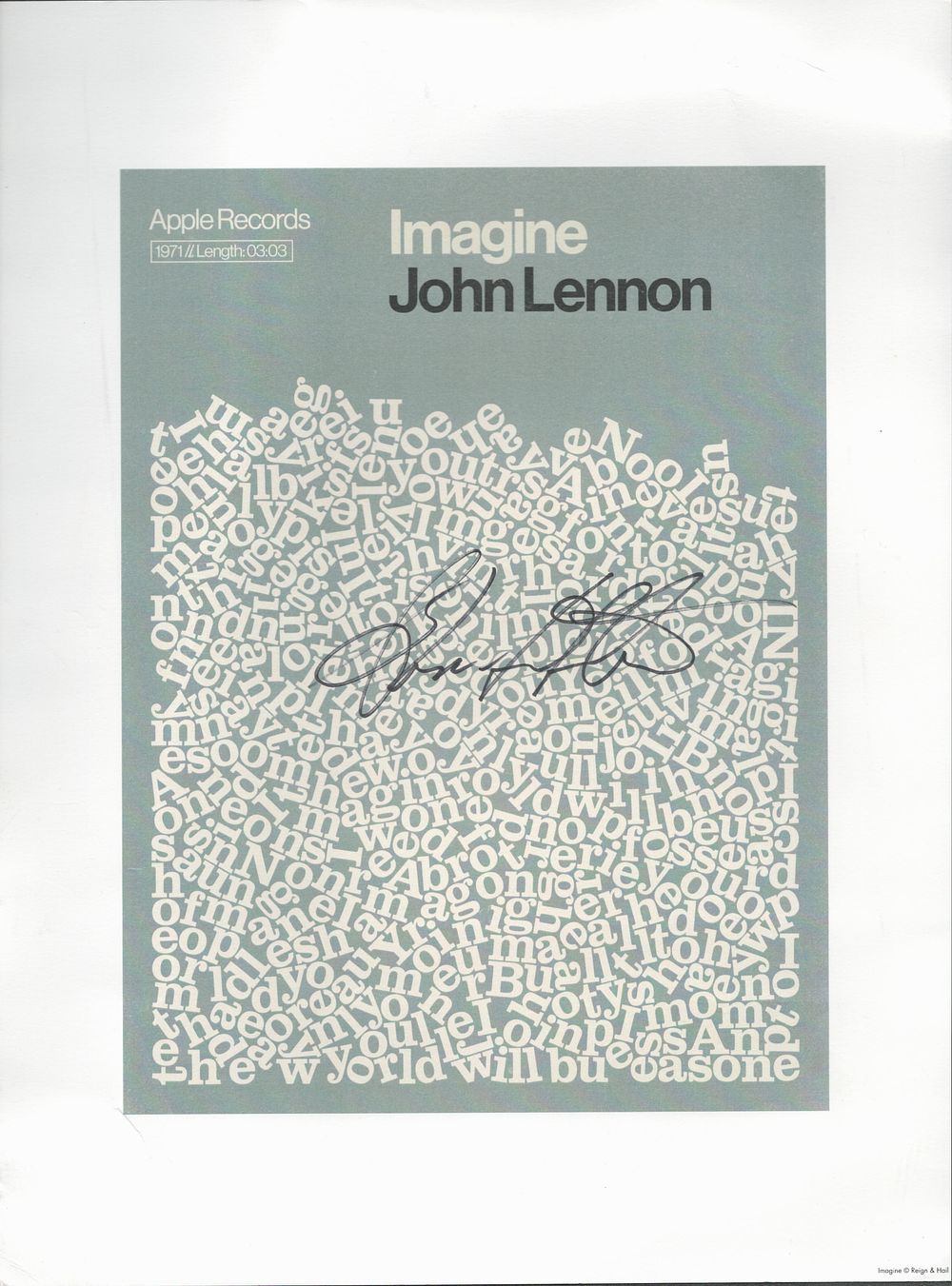 Lot 593: Alan White (drummer) signed Imagine album cover poster...