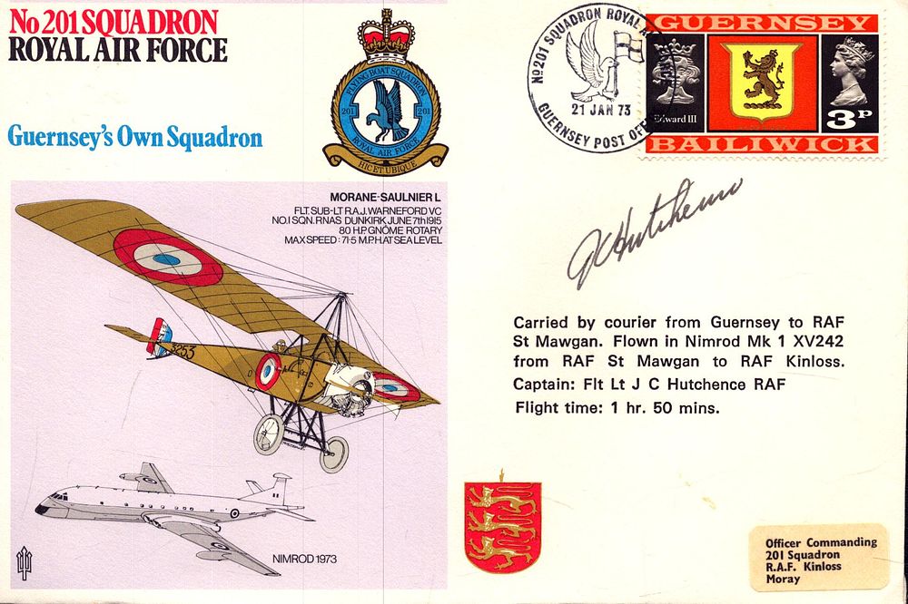 Lot 691: Captain J.C. Hutchence RAF signed no 201 Squadron...
