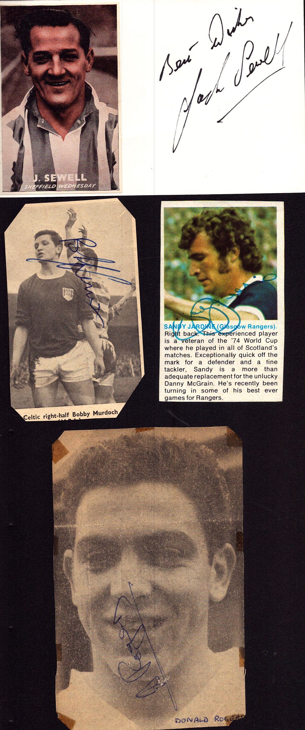 Lot 697: Sport Autograph Collection. Donald Rogers, Bobby Murdoch, Sandy...