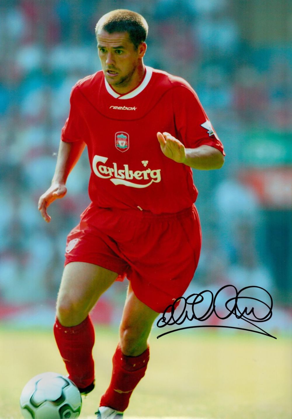 Lot 595: Michael Owen Liverpool Signed 18 x 12 Coloured...