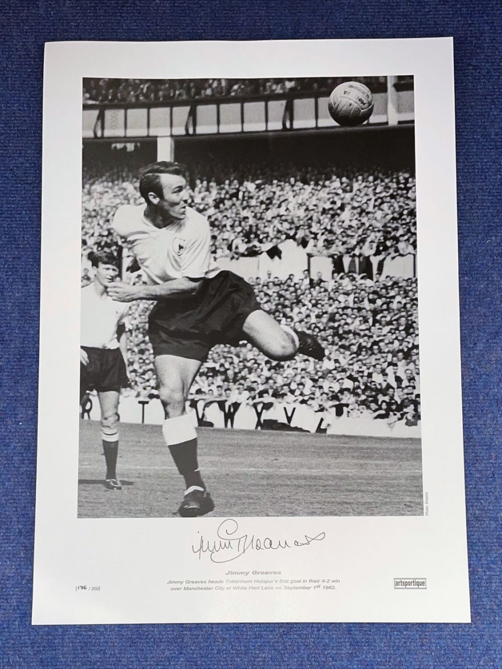 Lot 625: Jimmy Greaves signed 16 x 23 black and...