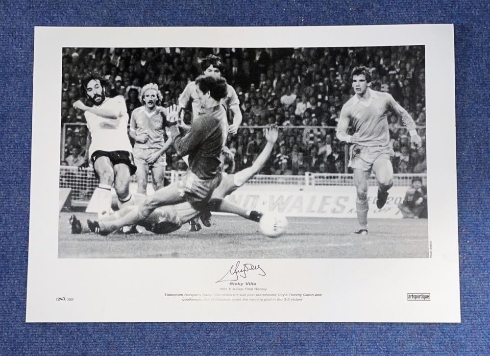 Lot 629: Ricky Villa Tottenham signed 16 x 23 black...