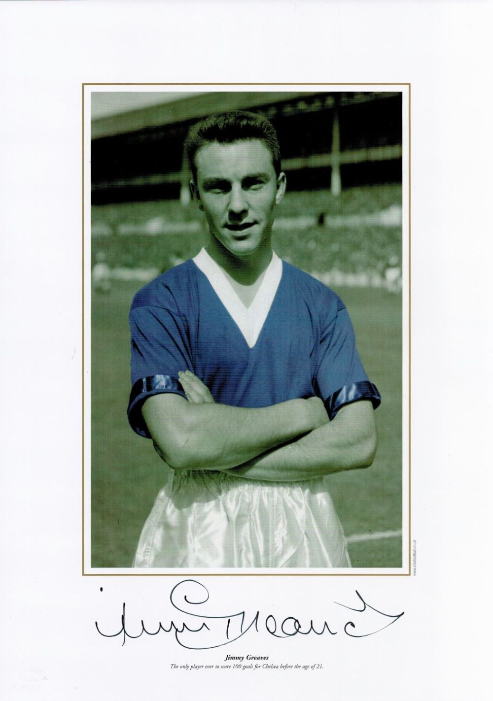 Lot 658: Jimmy Greaves signed 16 x 12 colourised print....