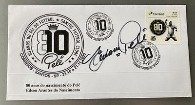 Football Legend Pele signed soccer FDC, rare full name autograph Edson Pele. Edson Arantes do 