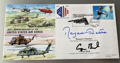 Prime Minister Margaret Thatcher and US President George Bush. 1997 JS(CC)34 50th Anniversary 