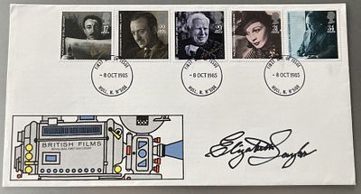 Legendary Actress Elizabeth Taylor Signed British Films FDC 1985, very rare. Dame Elizabeth 