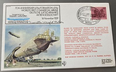 Ivonette Wright - Miller Orville Wright niece signed 1979, 70th ann Zeppelin 1st flight RAF 
