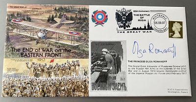 Princess Olga Romanoff signed rare Great War End of War on Eastern front cover 1997. Princess 