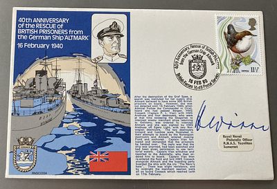 WW2 German Uboat commander Helmut Witte U169 signed rare Navy cover. 40th ann Rescue of 