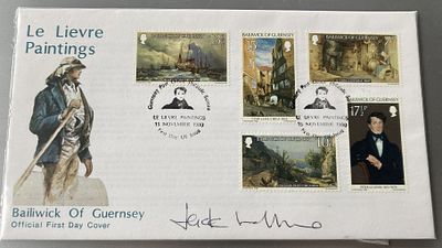 Artist Jack Vetriano signed rare 1980 Guernsey Paintings FDC. Jack Vettriano was a Scottish 