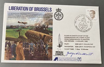 WW2 Liberation of Brussels cover Signed G d'Ouetremont WW2 SOE Comete line D-Day. His Military 