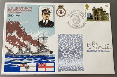 Great War HMS Lion Admiral F Clemitson signed 60th ann Surrender of German Fleet official Navy 