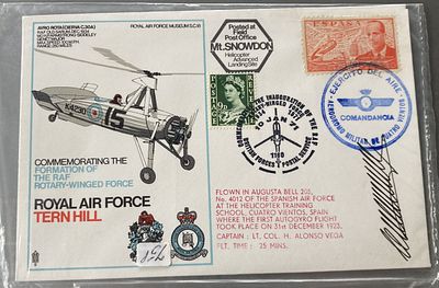 Rare SC18d RAF Tern Hill Signed Lt Col Alonso Vega Reflown 100 issued. 10 Jan 71 BFPS 1160 RAF 